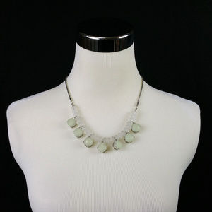 GNW Silver Tone Frosted Green Cluster Necklace